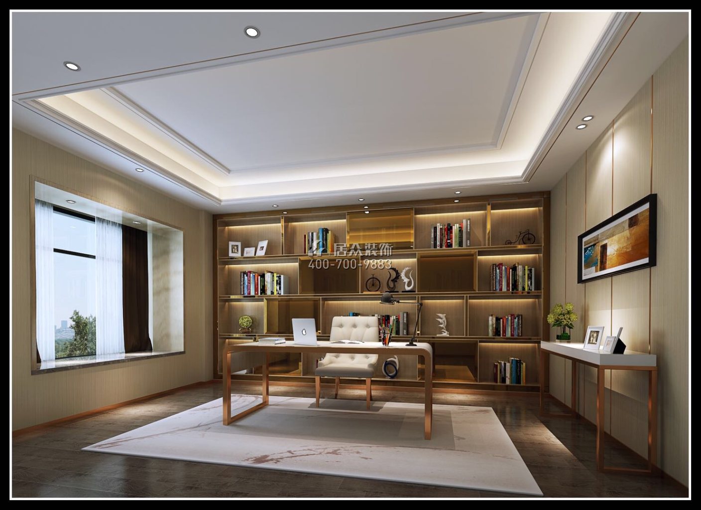 海逸豪庭御峰321平方米现代简约风格别墅户型书房装修效果图