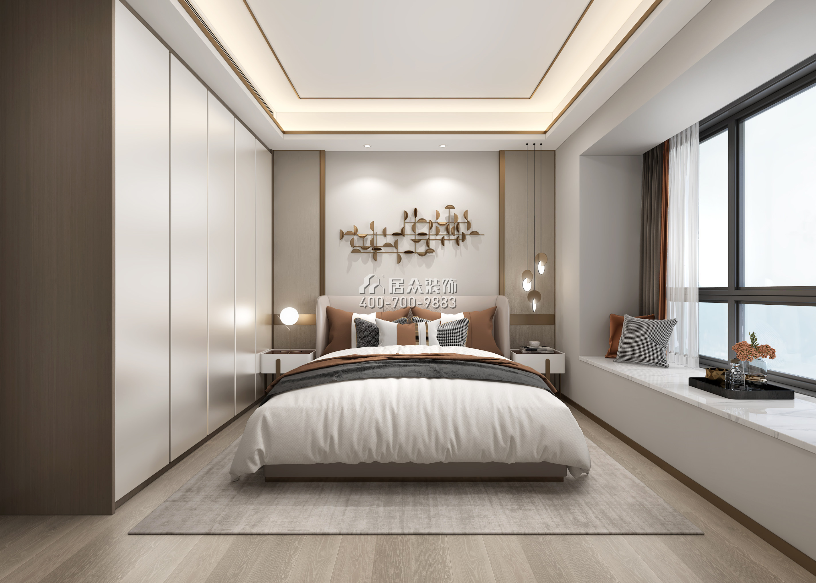 京基·御景峯130平方米现代简约风格平层户型卧室装修效果图