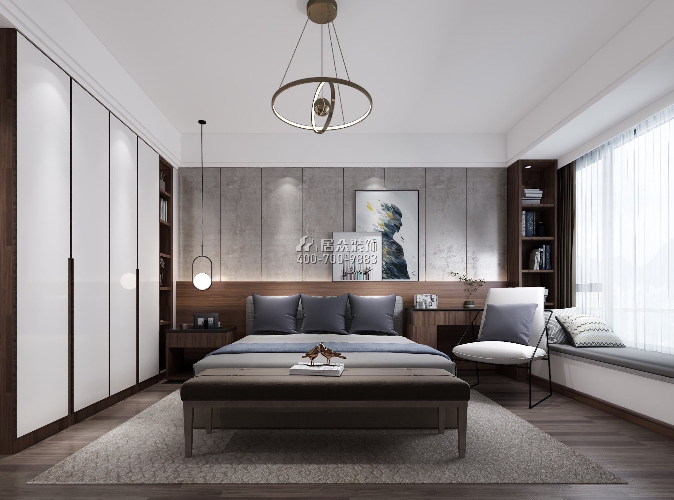 華發荔灣薈137平方米現代簡約風格平層戶型臥室裝修效果圖