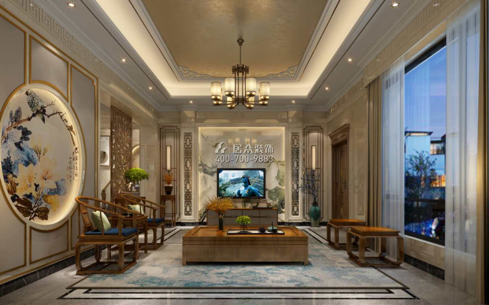 碧桂园太阳城230平方米中式风格别墅户型客厅装修效果图