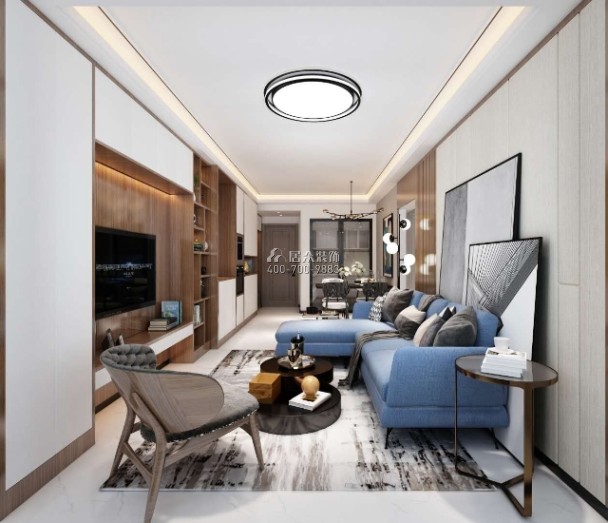 東關樂尚林居81平方米現代簡約風格平層戶型客廳裝修效果圖