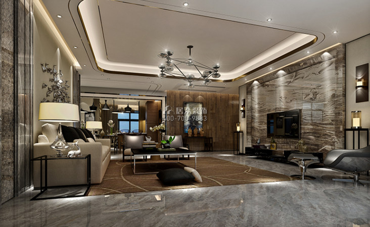 华英城三期140平方米现代简约风格平层户型客厅装修效果图