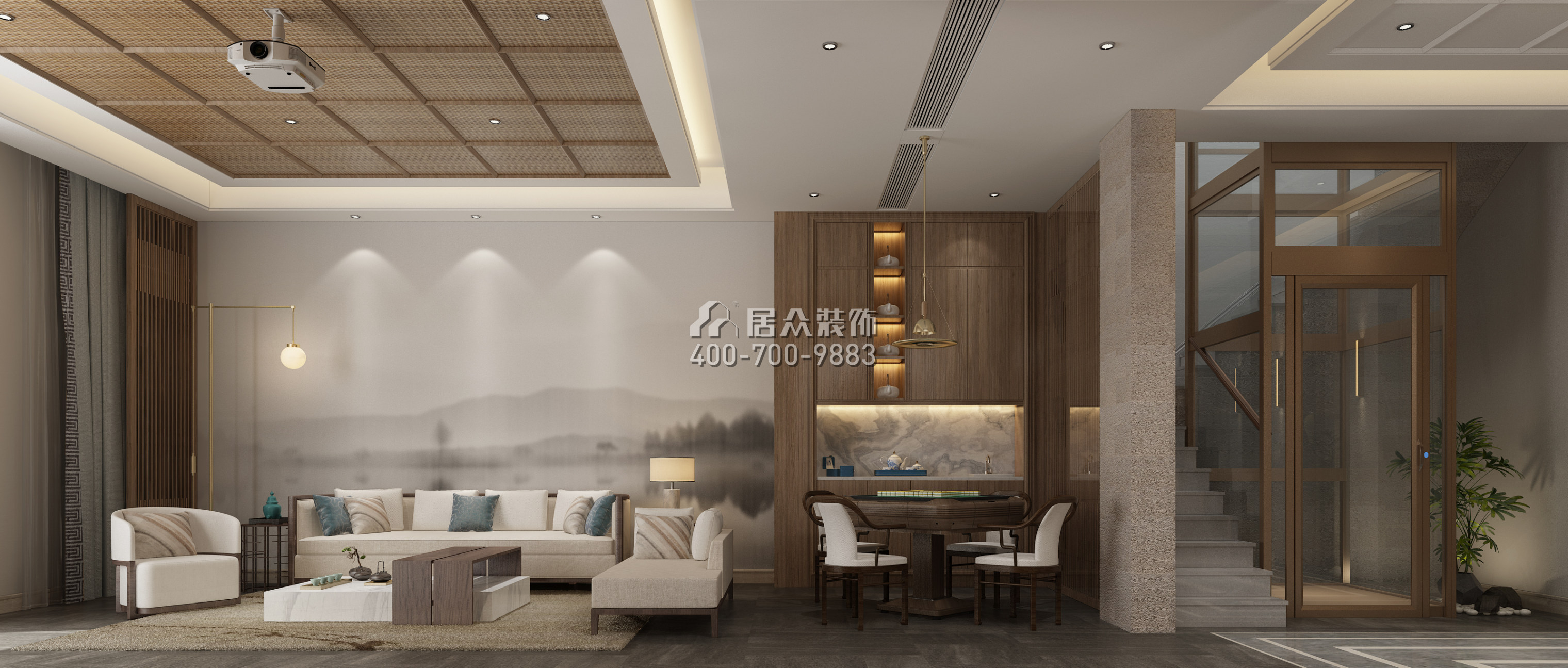 龙湖湘风原著520平方米美式风格别墅户型装修效果图