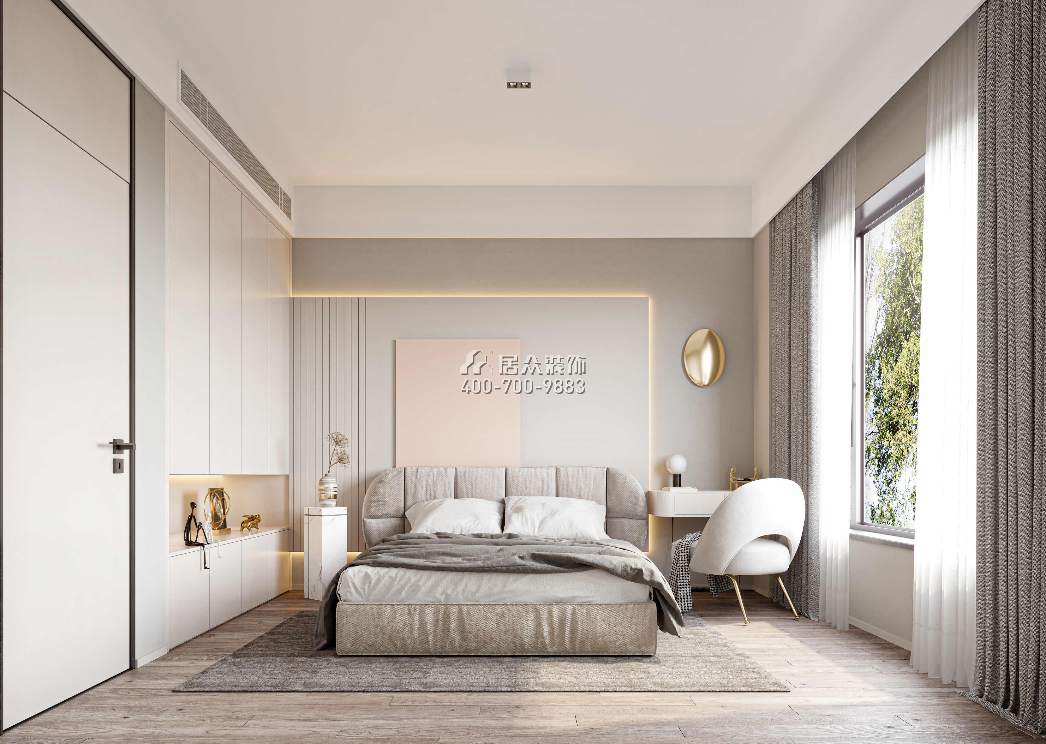 翠湖香山别苑320平方米现代简约风格复式户型卧室装修效果图