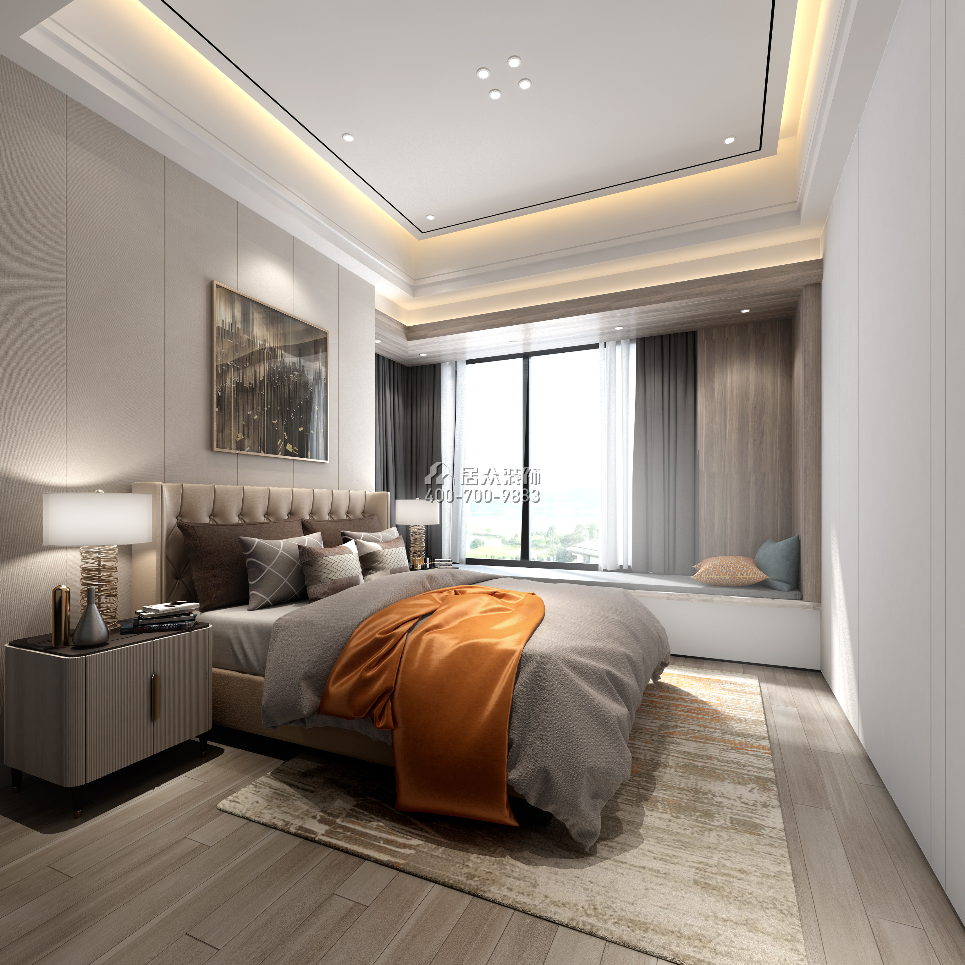 山語海260平方米現代簡約風格平層戶型臥室裝修效果圖