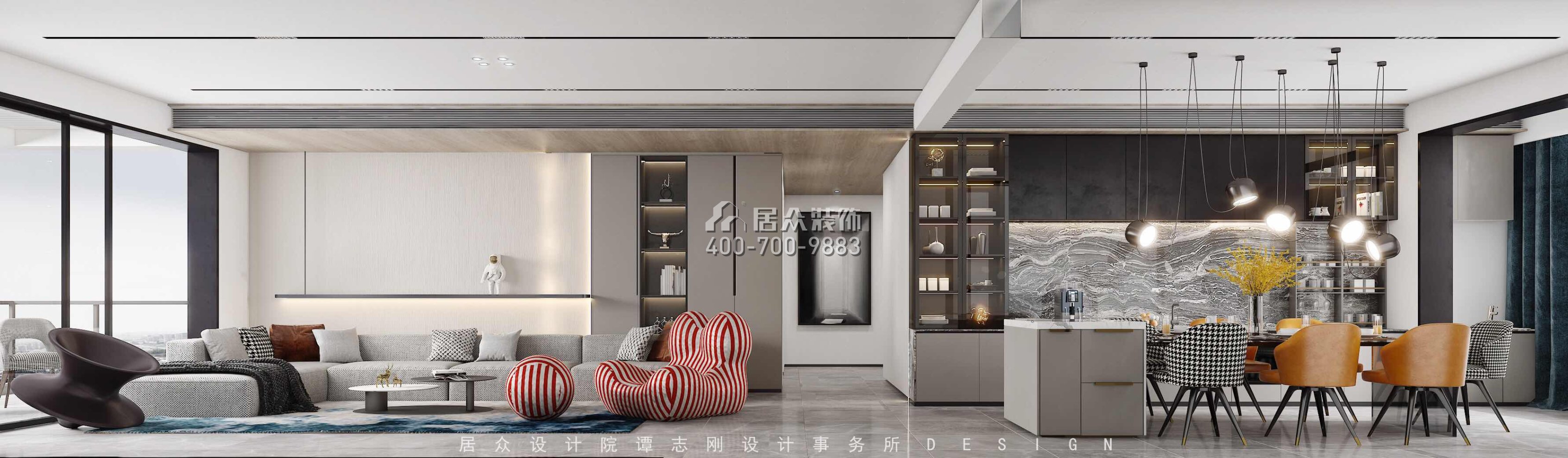 湘江一号250平方米现代简约风格平层户型客厅装修效果图