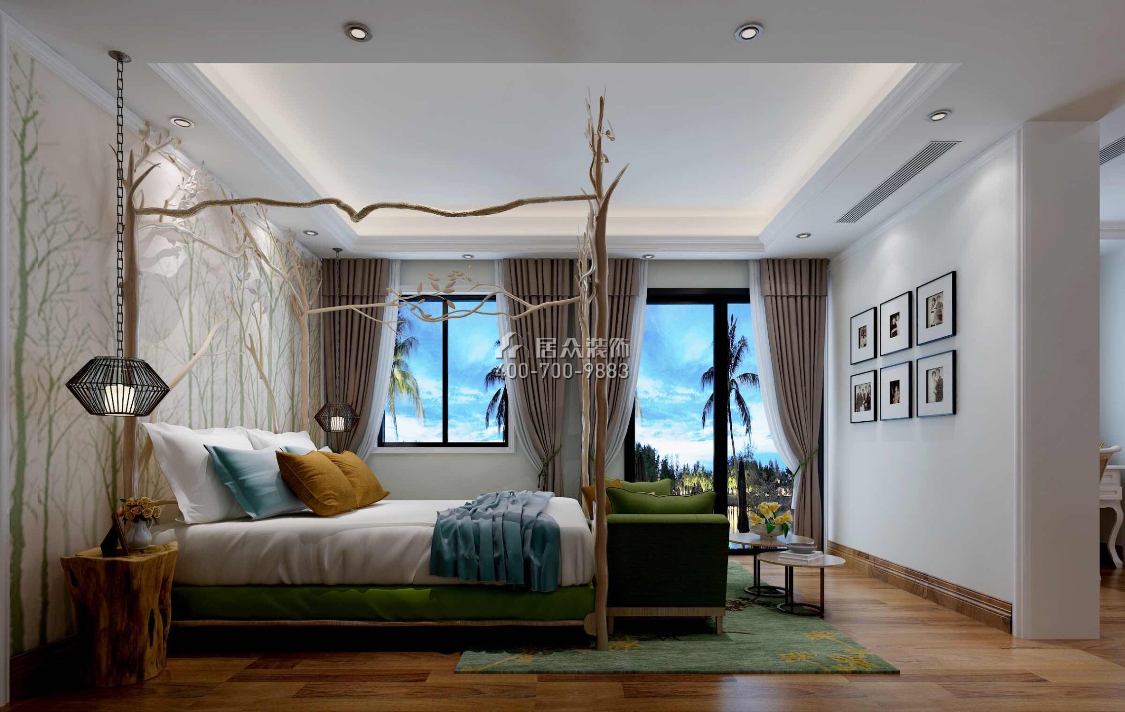 麗水佳園560平方米混搭風格別墅戶型臥室裝修效果圖