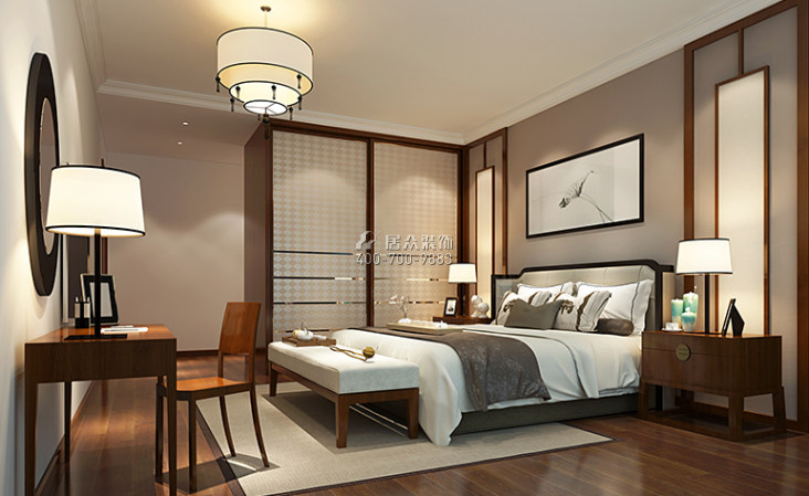 天湖郦都220平方米中式风格平层户型卧室装修效果图