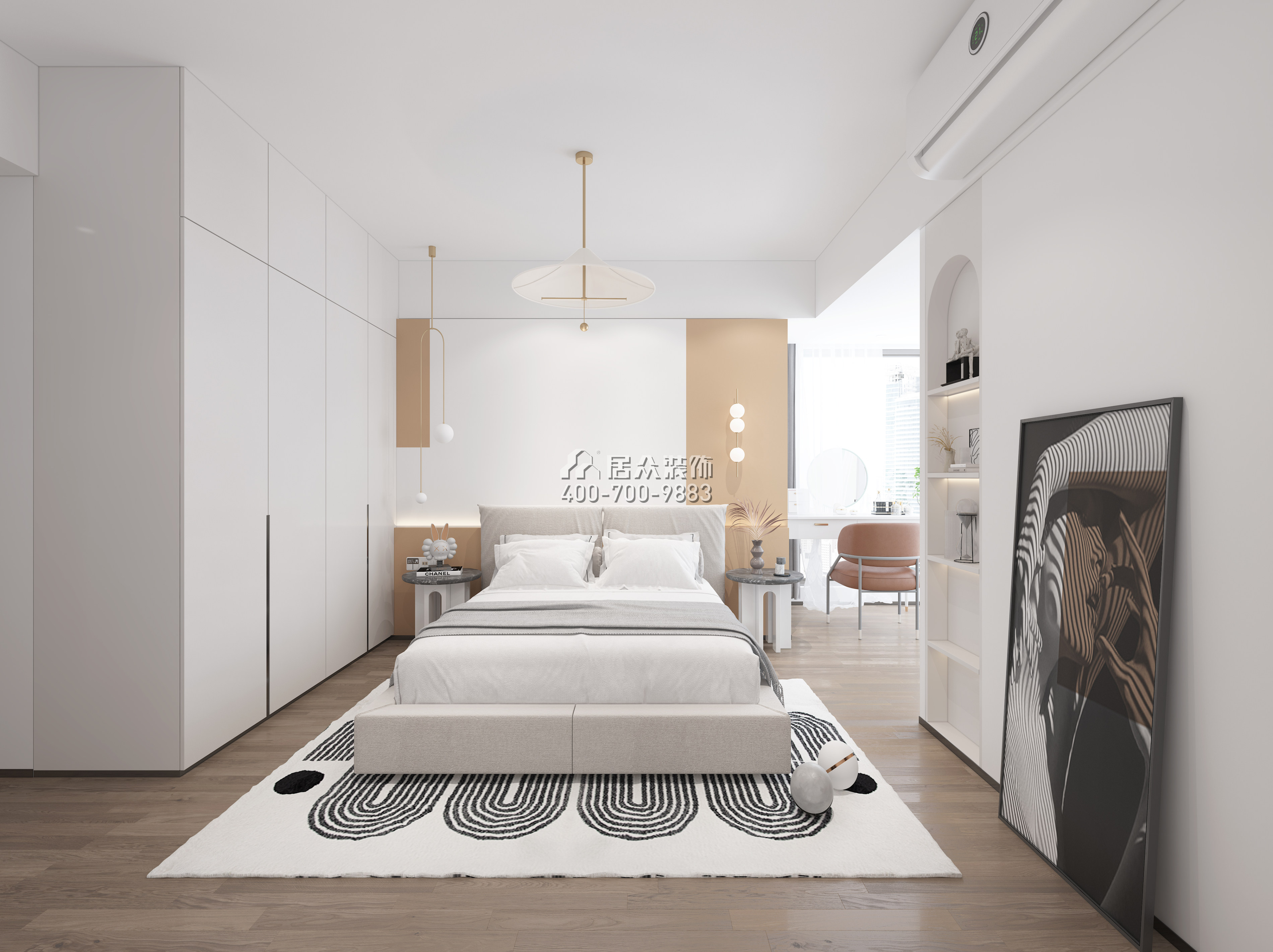 南海玫瑰园110平方米现代简约风格平层户型卧室装修效果图