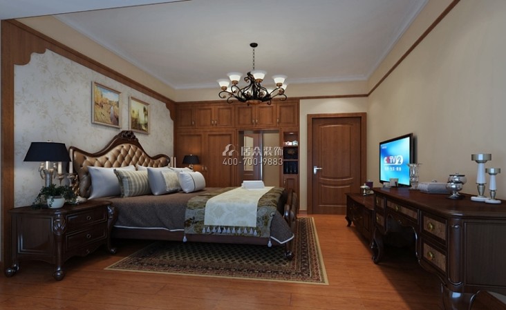 中洲中央公园二期140平方米美式风格平层户型卧室装修效果图