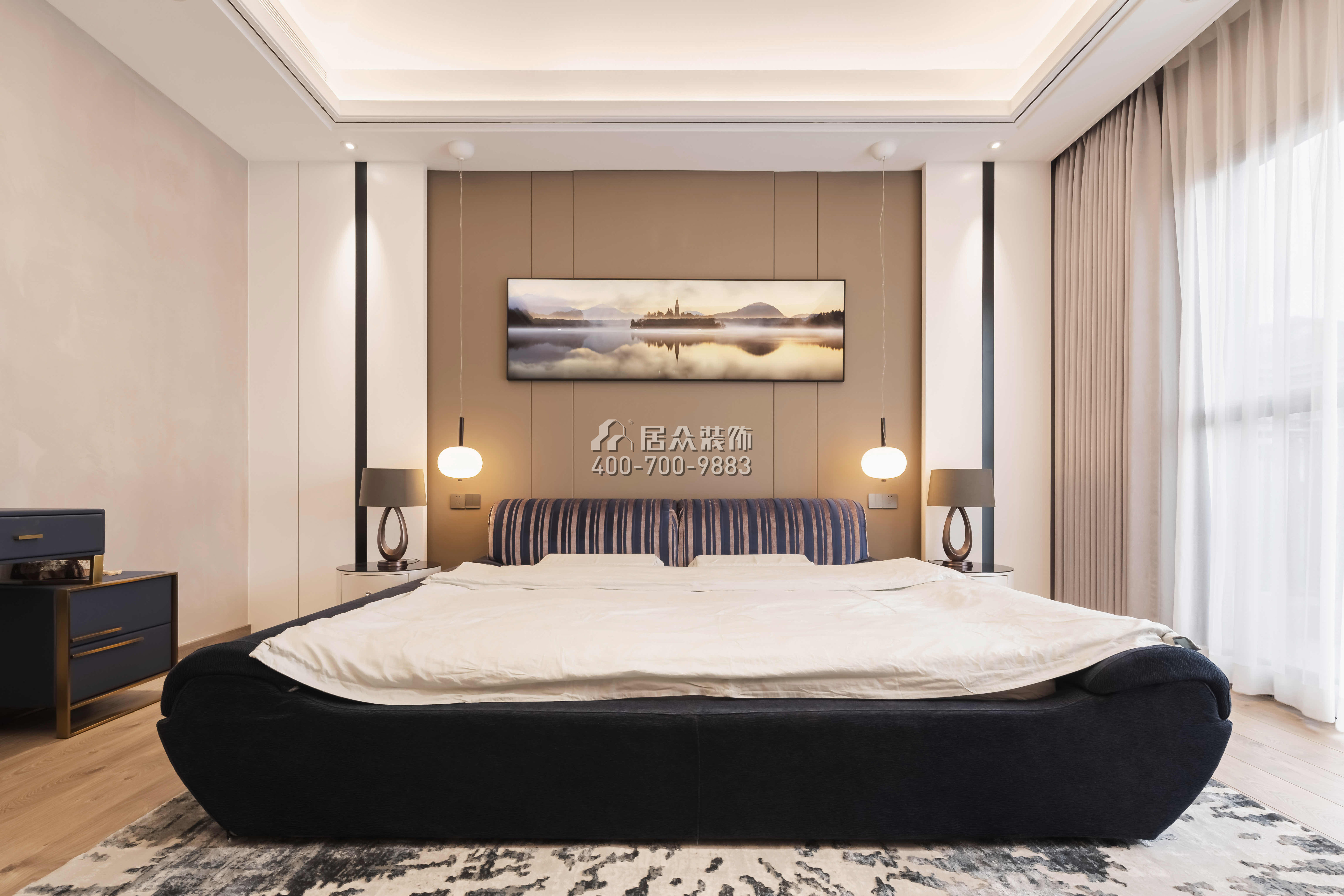 海逸豪庭御峰321平方米现代简约风格别墅户型卧室装修效果图