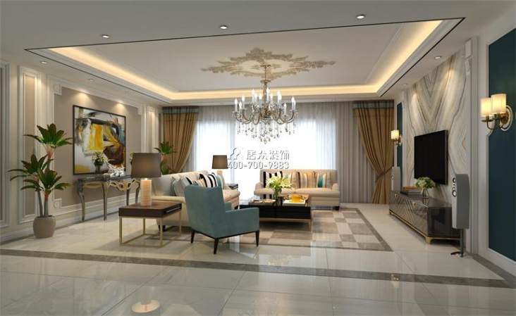 西南海207平方米美式风格平层户型客厅装修效果图