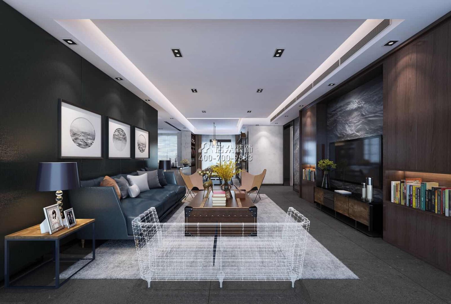 香格名苑126平方米现代简约风格平层户型客厅装修效果图