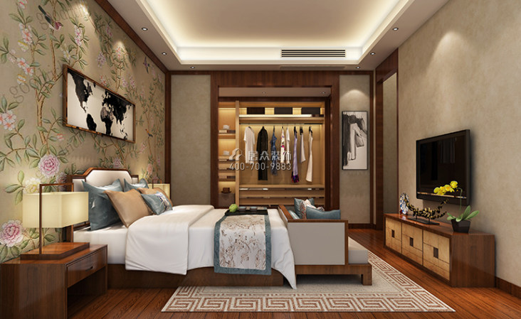 凯茵新城梵登303平方米中式风格平层户型卧室装修效果图