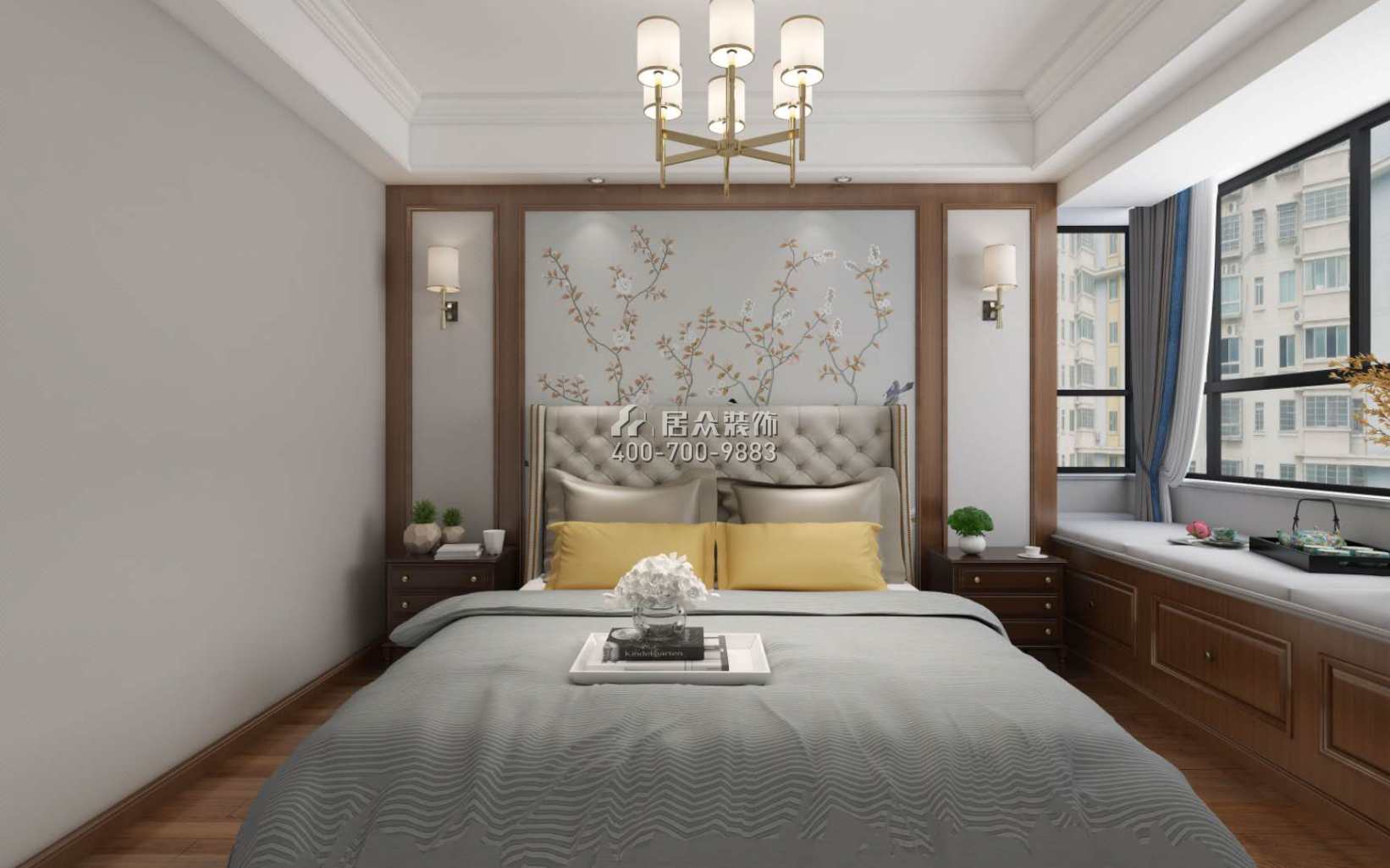 三一翡翠湾133平方米美式风格平层户型卧室装修效果图