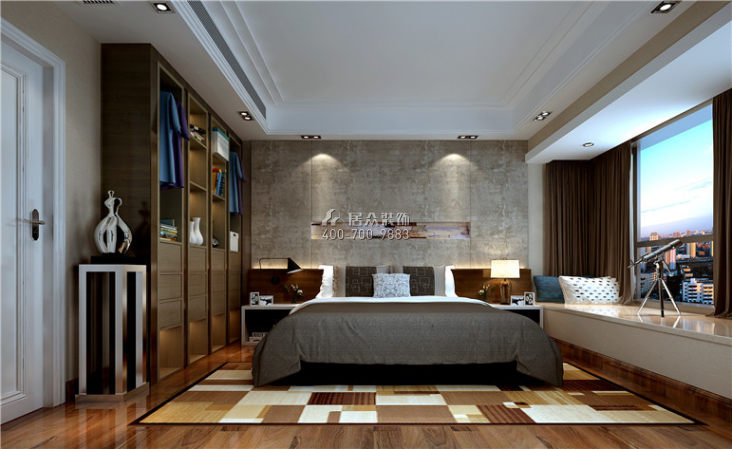 金沙咀国际广场110平方米现代简约风格平层户型卧室装修效果图