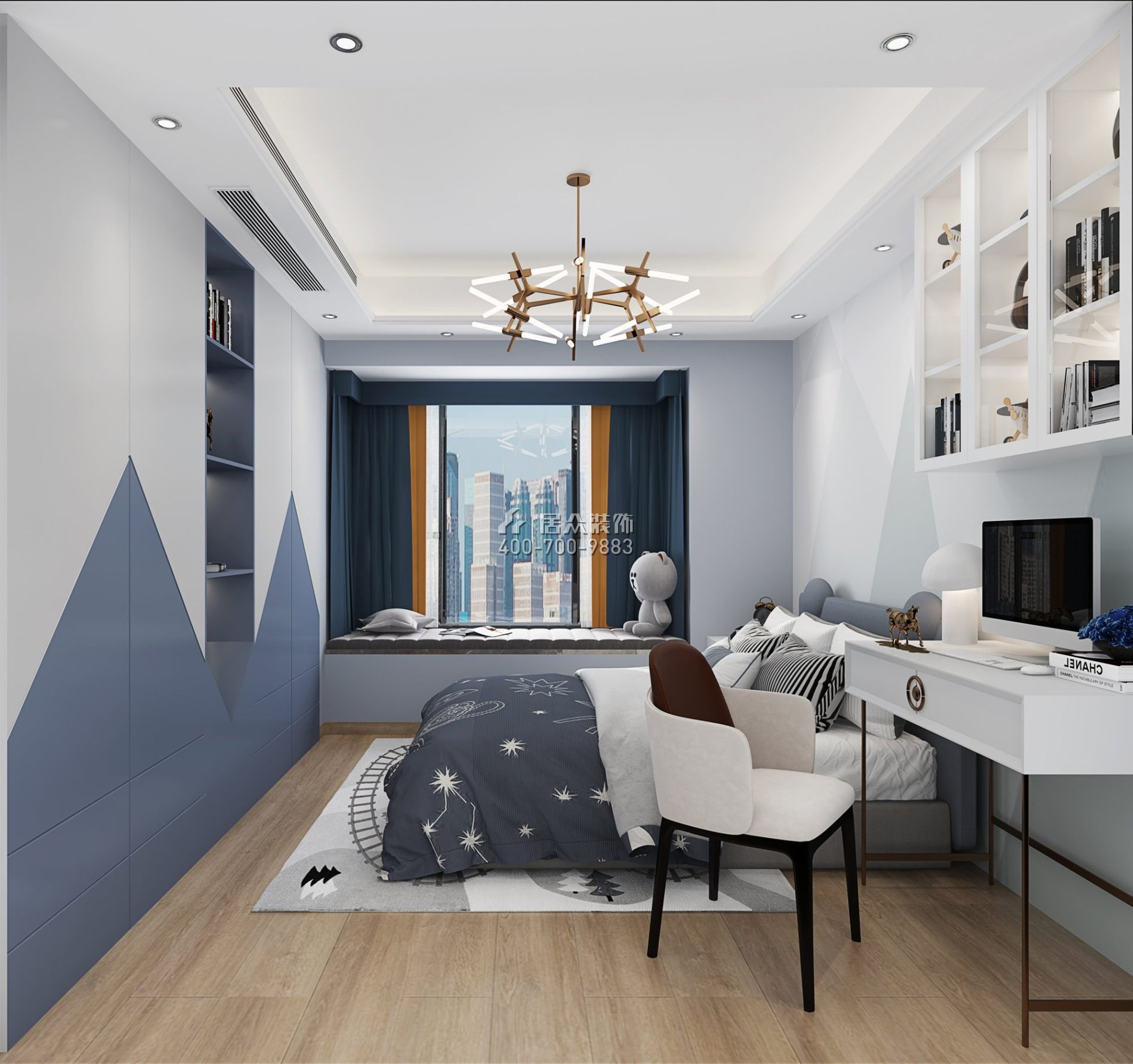 丽晶国际121平方米现代简约风格平层户型卧室装修效果图