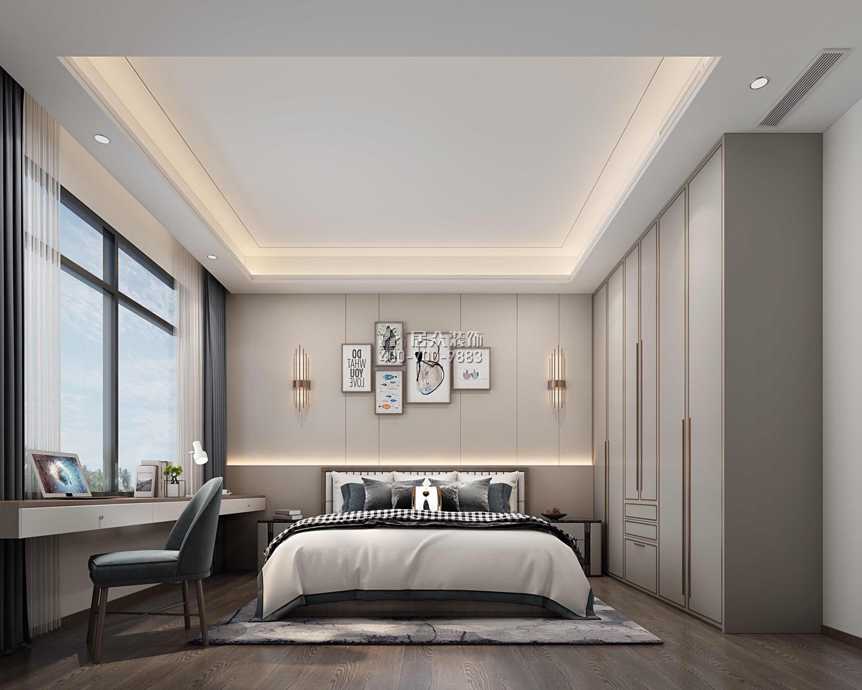 万科皇马郦宫241平方米现代简约风格平层户型卧室装修效果图