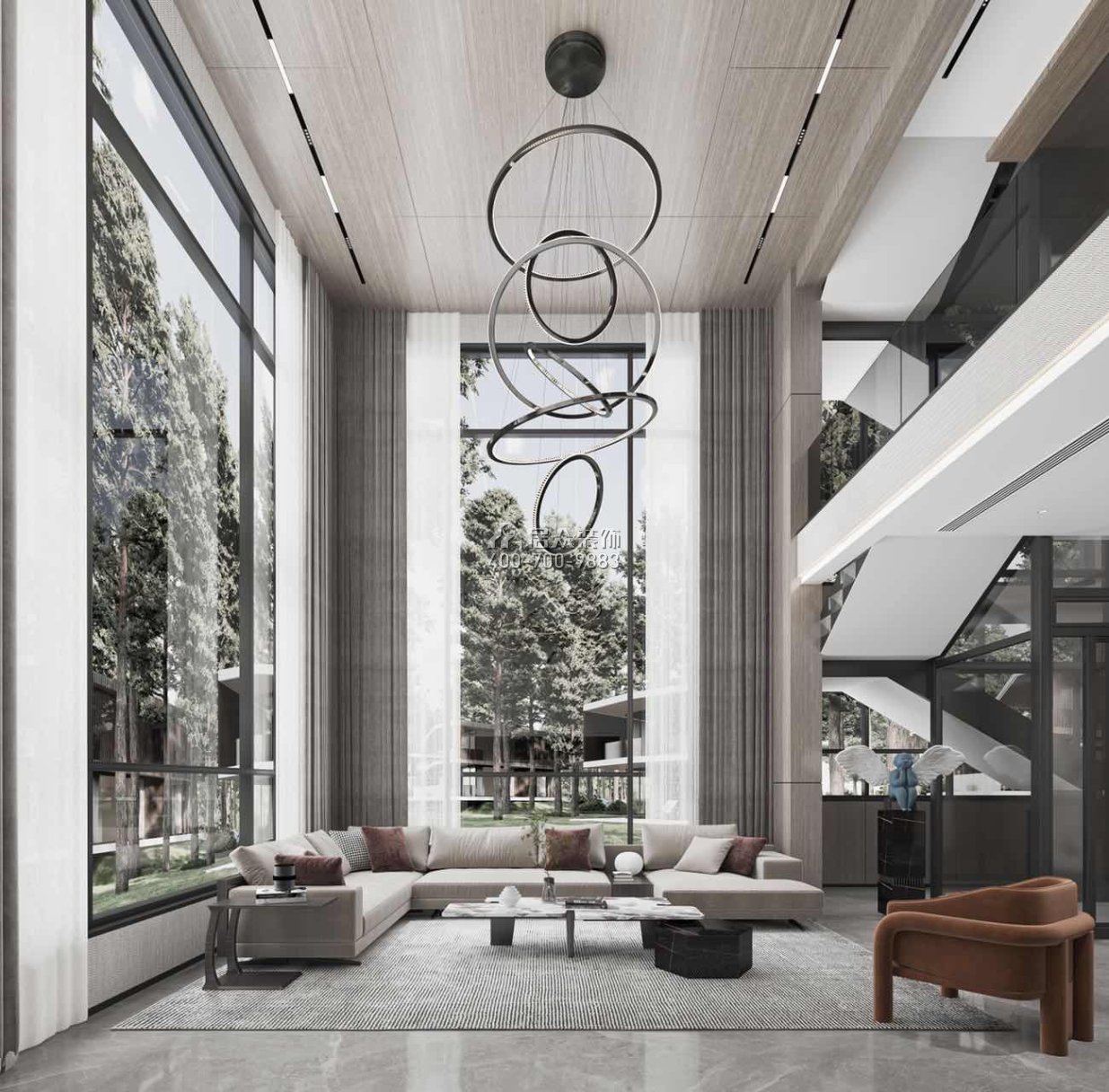 海逸豪庭一期850平方米现代简约风格别墅户型装修效果图