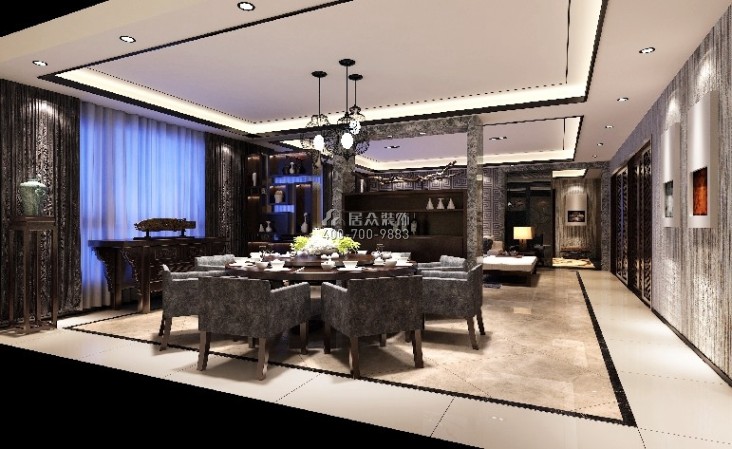 海公馆160平方米中式风格平层户型餐厅装修效果图