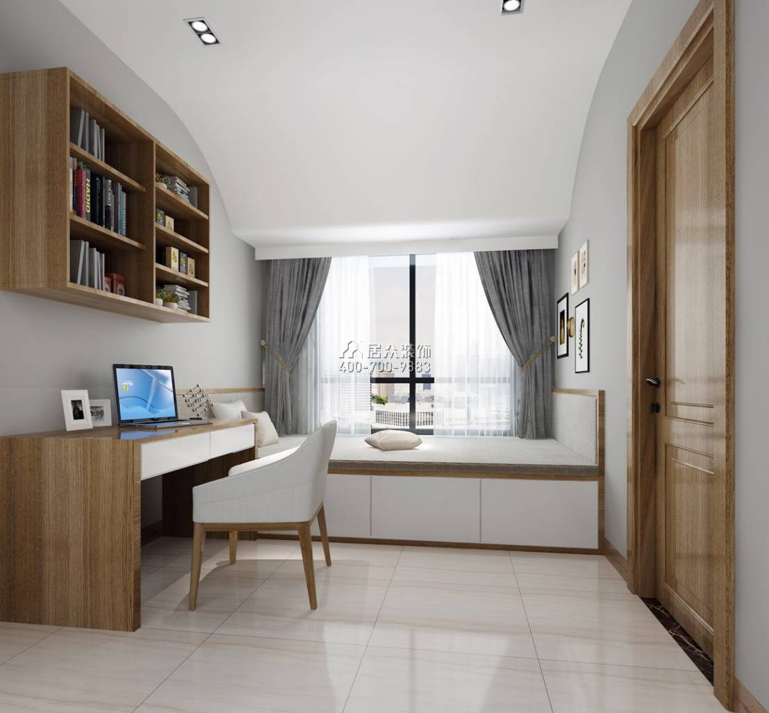 華盛·西薈城4期89平方米現代簡約風格平層戶型臥室書房一體裝修效果圖