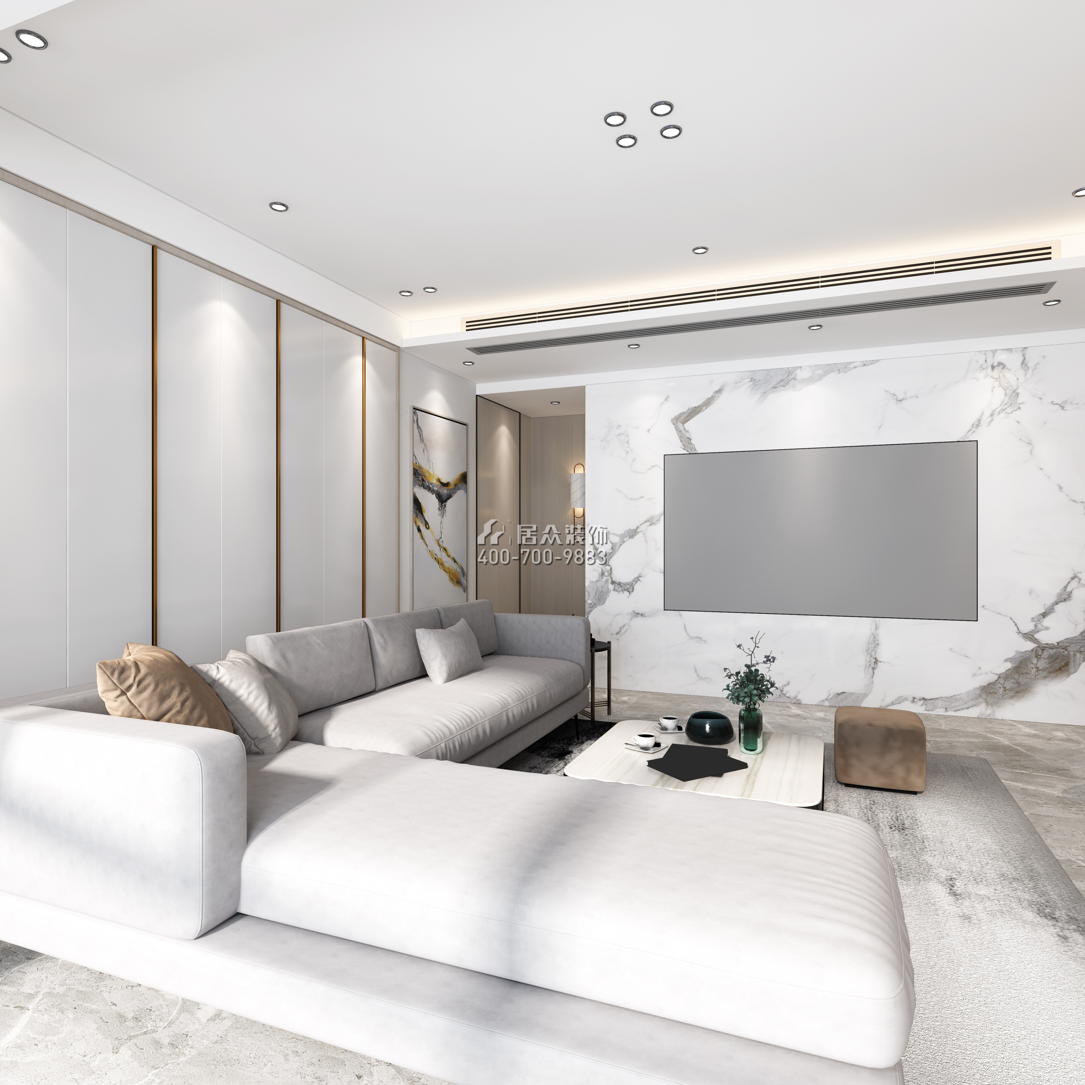 翠湖香山別苑120平方米現代簡約風格平層戶型客廳裝修效果圖