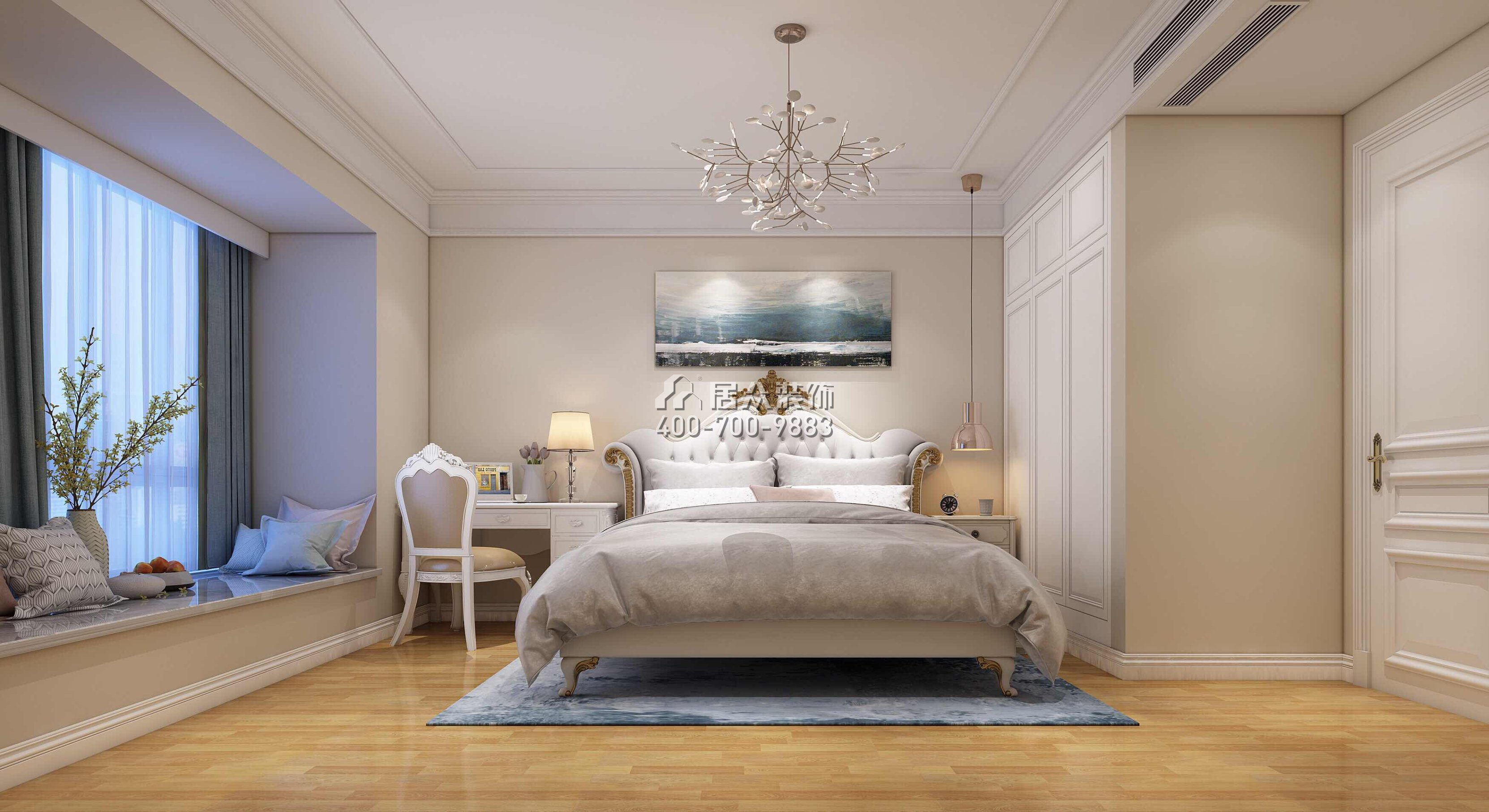 信义荔山御园197平方米欧式风格平层户型卧室装修效果图