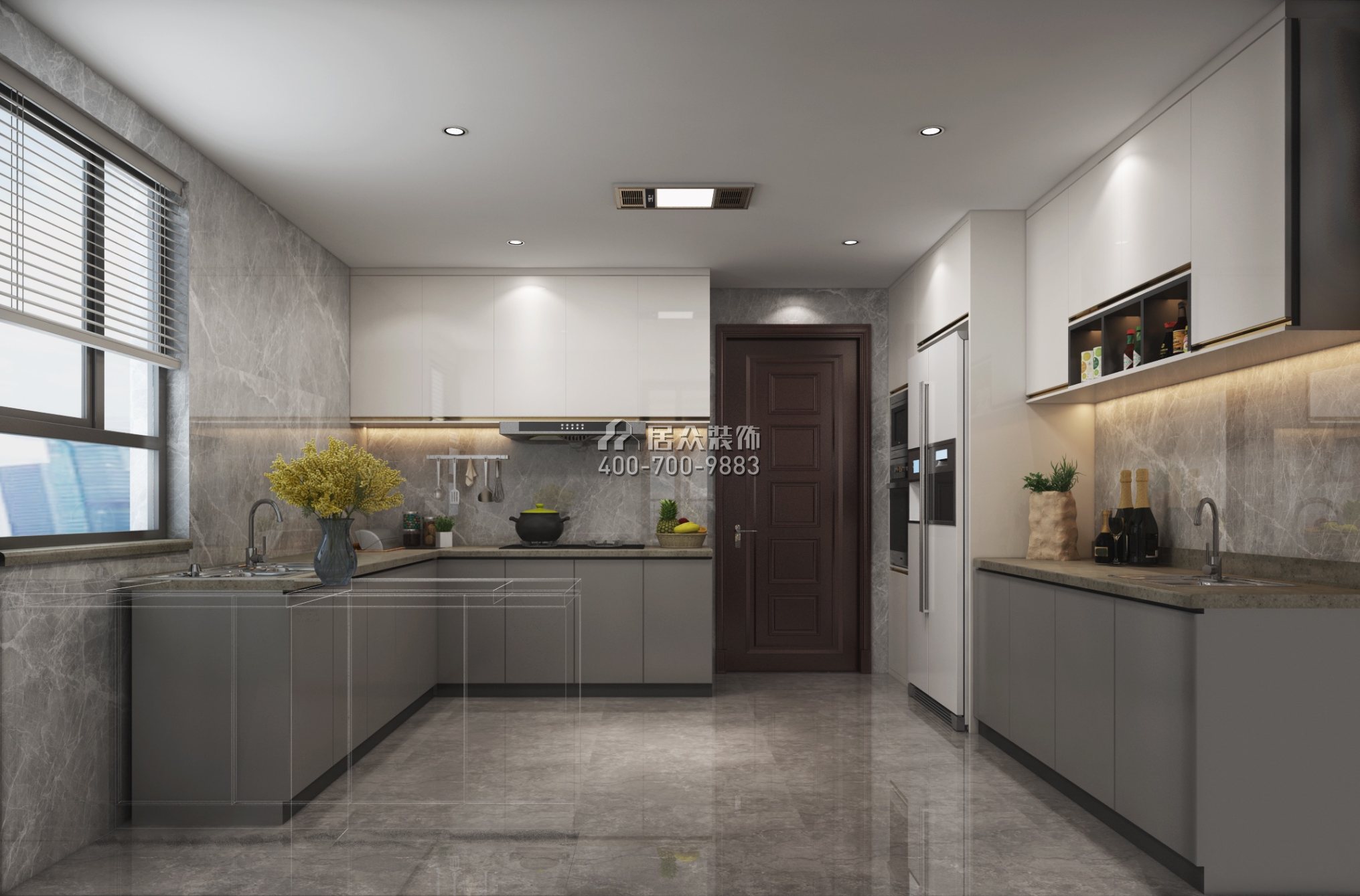 水灣壹玖柒玖廣場一期169平方米現代簡約風格平層戶型廚房裝修效果圖