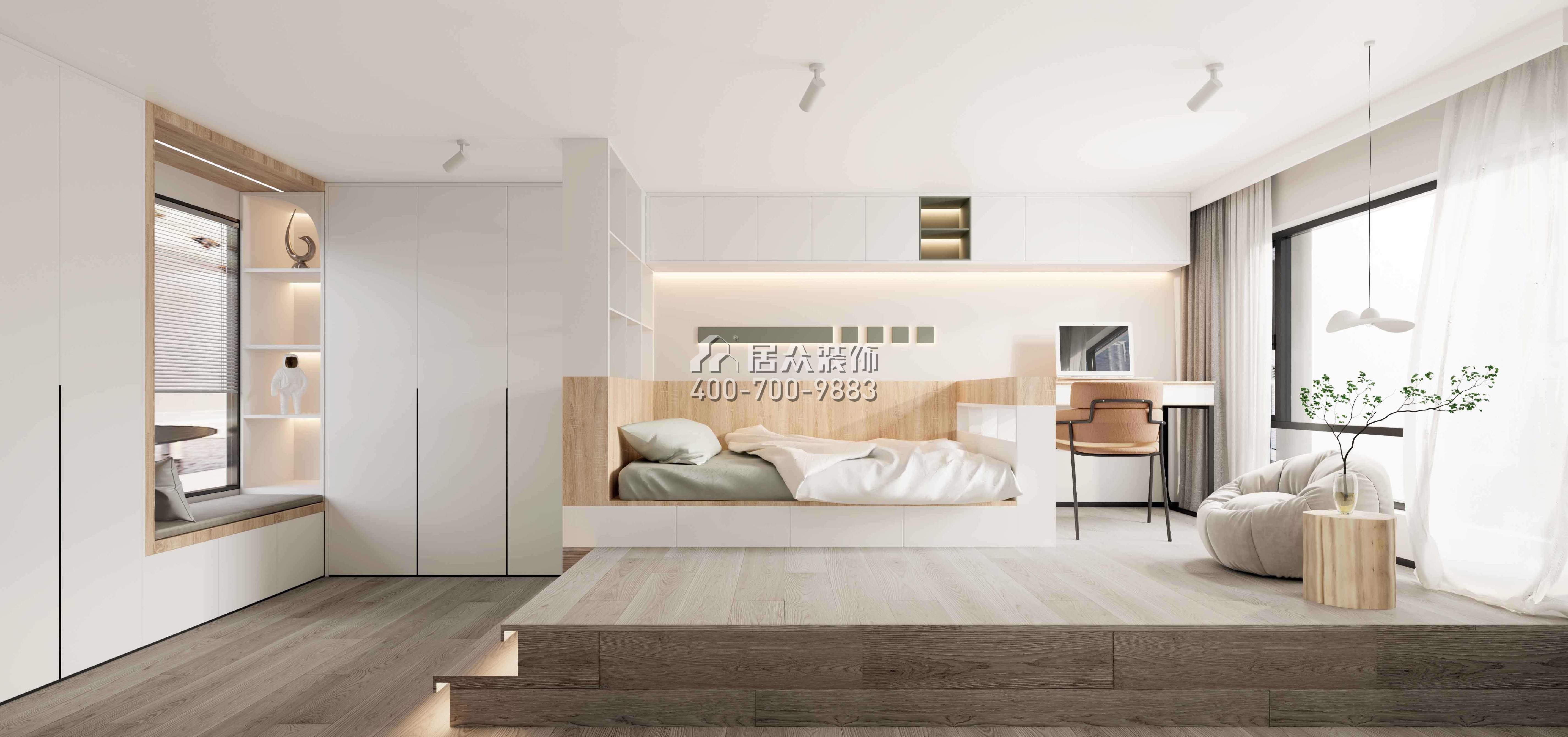 万科臻湾汇120平方米现代简约风格复式户型卧室书房一体装修效果图