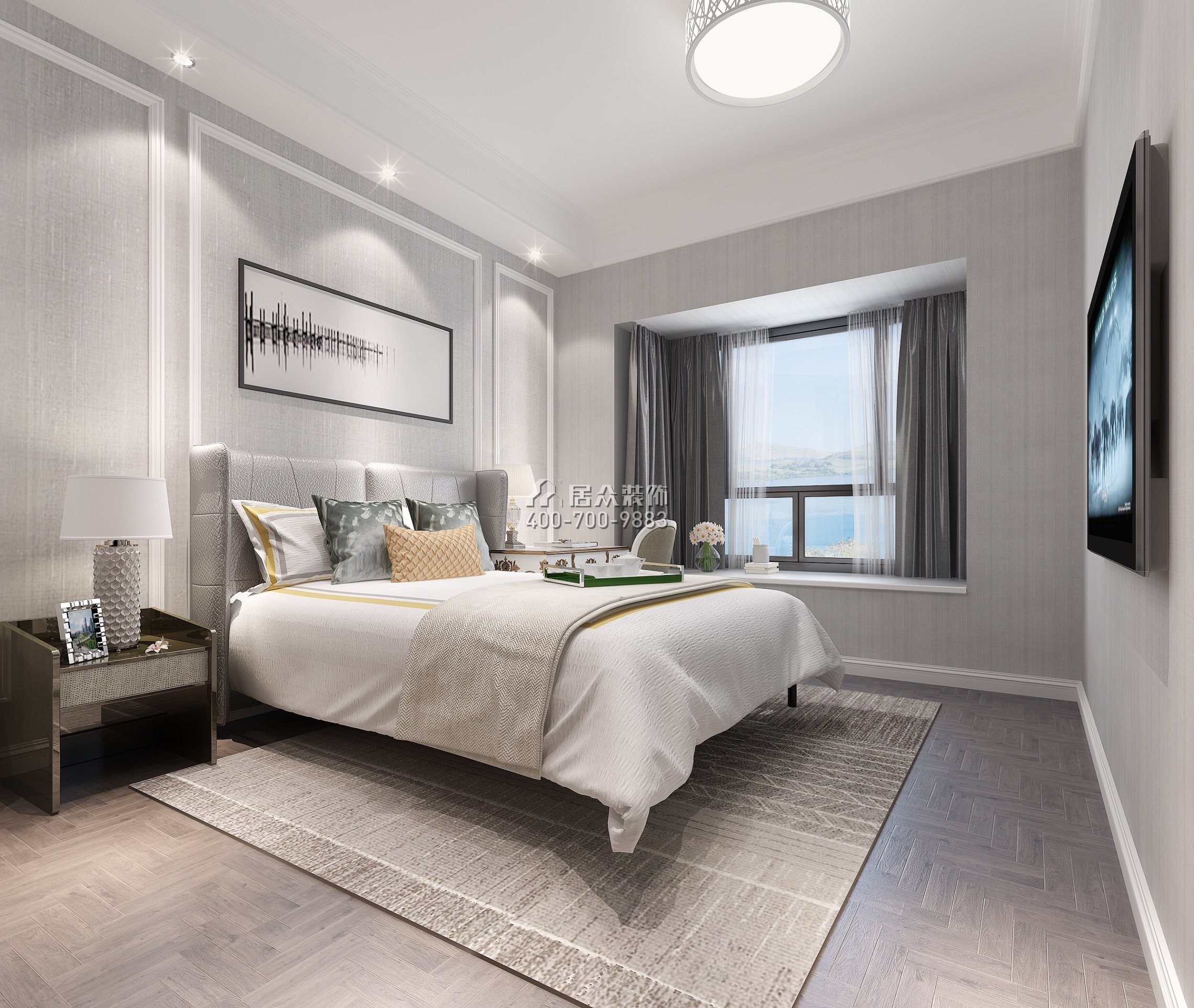 惠阳恒大棕榈岛108平方米欧式风格平层户型卧室装修效果图