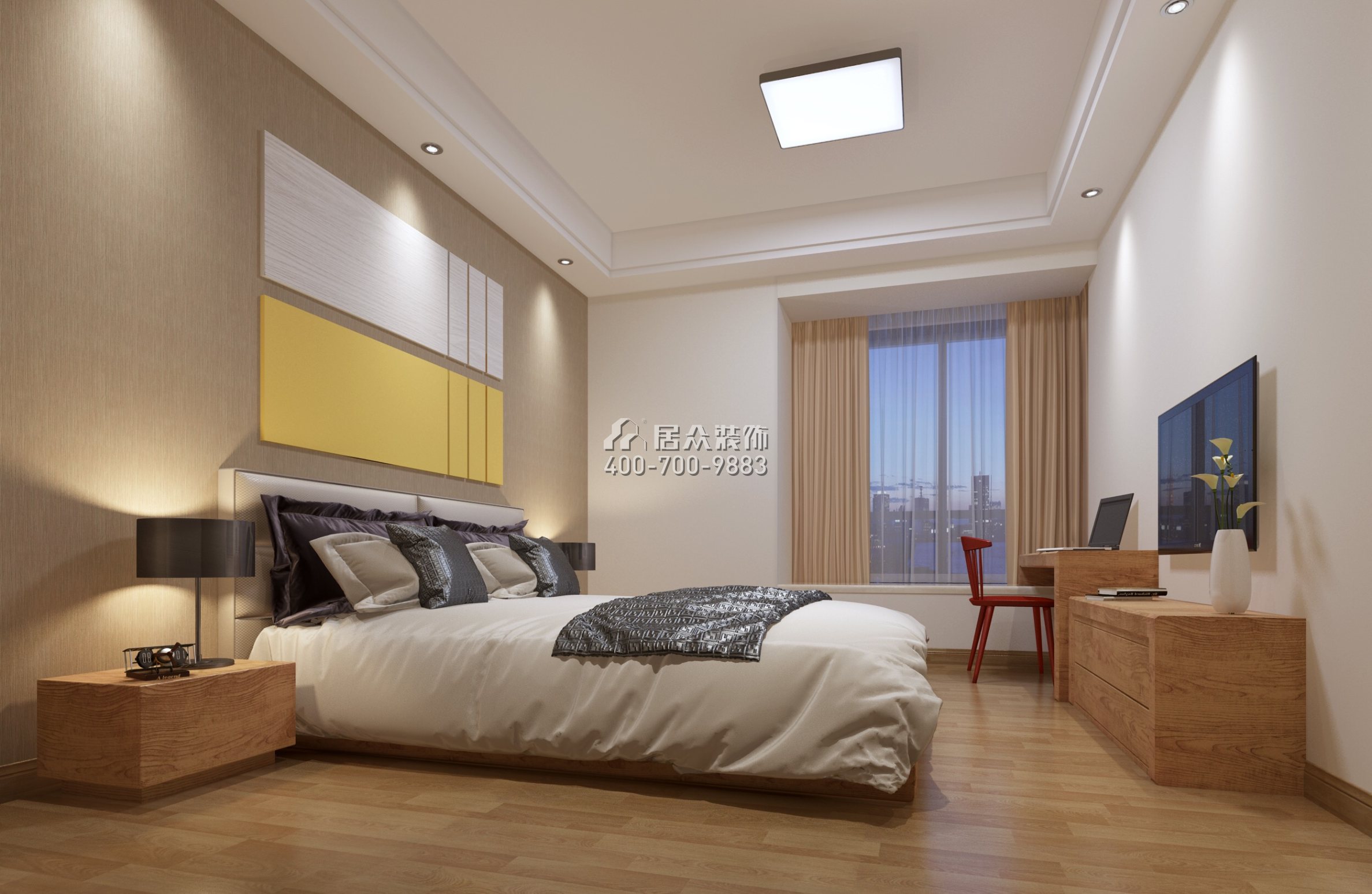 美的君兰江山200平方米中式风格平层户型卧室装修效果图