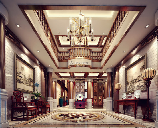 碧桂园1800平方米中式风格别墅户型客厅装修效果图
