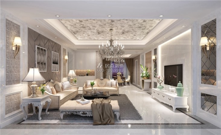 中海九号公馆170平方米欧式风格平层户型客厅装修效果图