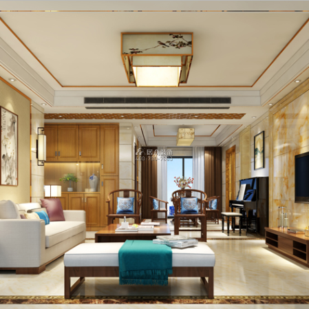 三湘海尚175平方米中式風格平層戶型客廳裝修效果圖