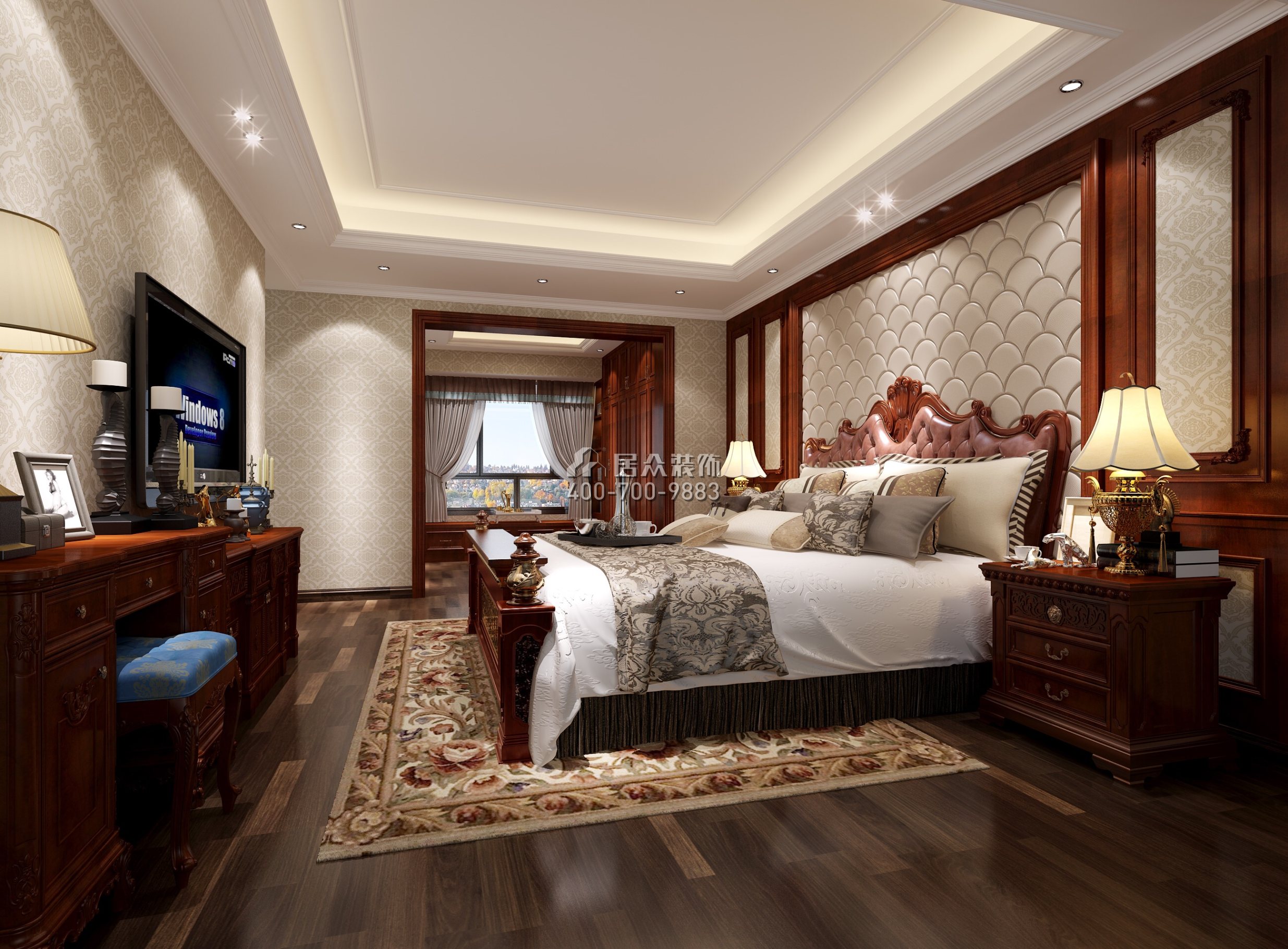星河丹堤180平方米欧式风格平层户型卧室kok电竞平台效果图