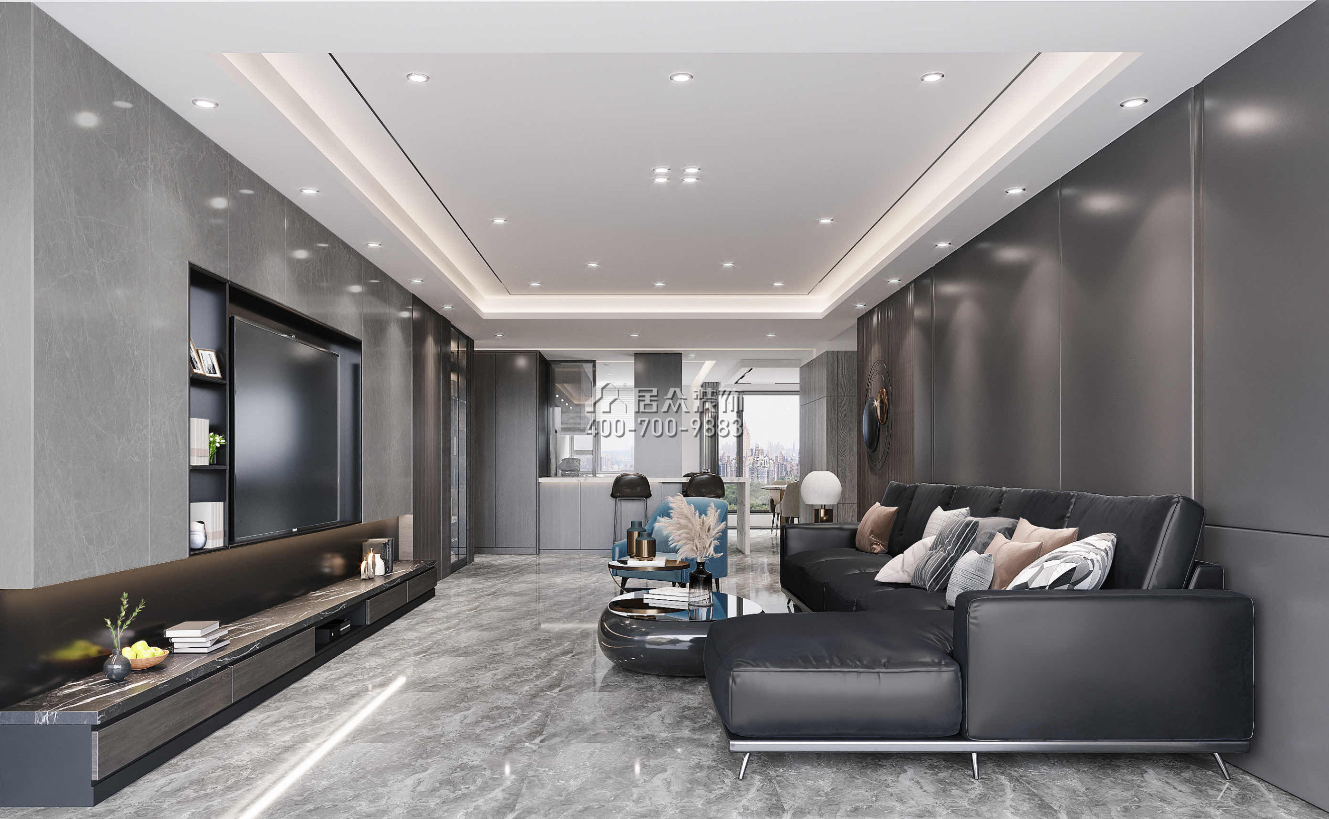 南海玫瑰园180平方米现代简约风格平层户型客厅装修效果图