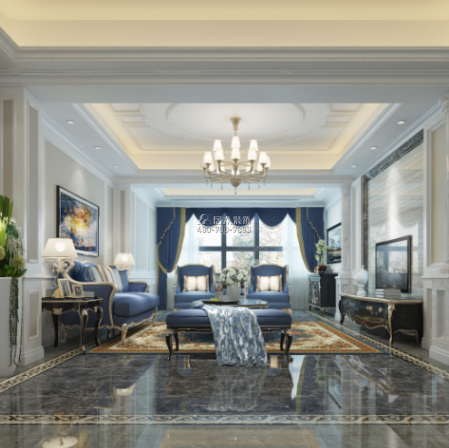 蘭江山第一期190平方米歐式風格平層戶型客廳裝修效果圖