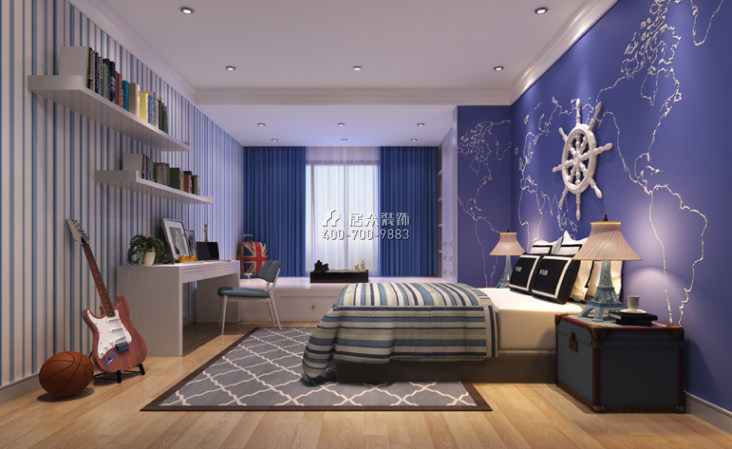 华晨御园245平方米中式风格平层户型卧室装修效果图