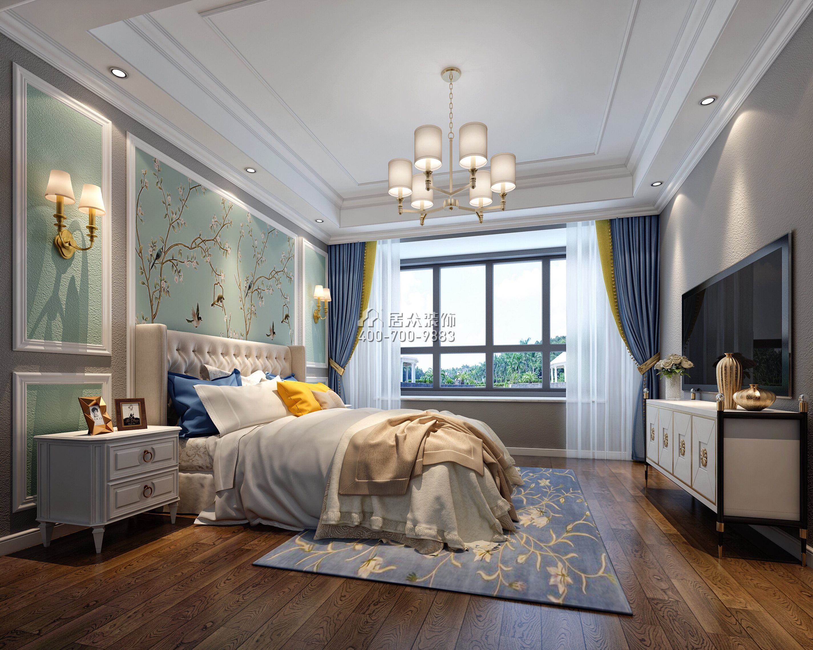 卓辉金色外滩140平方米欧式风格平层户型卧室装修效果图