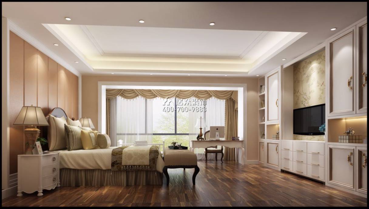 世茂湖滨首府230平方米美式风格平层户型卧室装修效果图