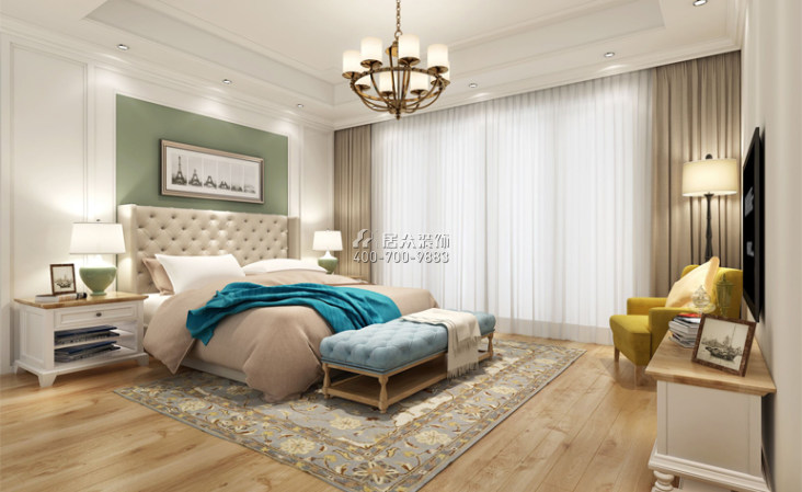 华发山庄260平方米美式风格平层户型卧室装修效果图