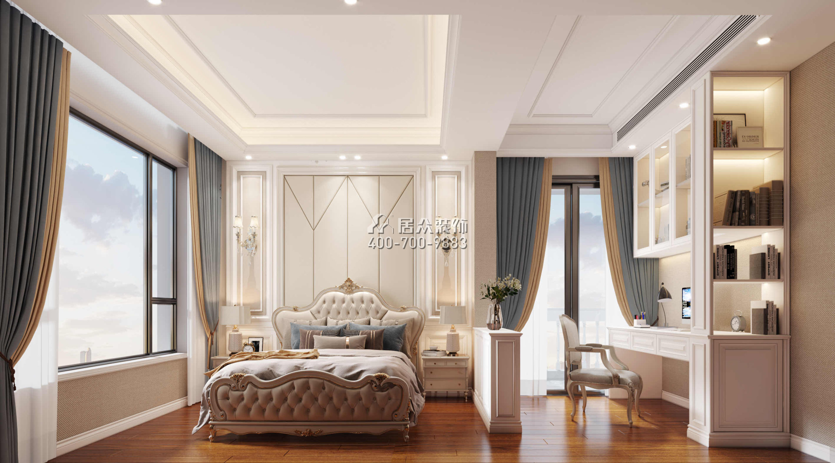 仁山智水780平方米欧式风格别墅户型卧室装修效果图