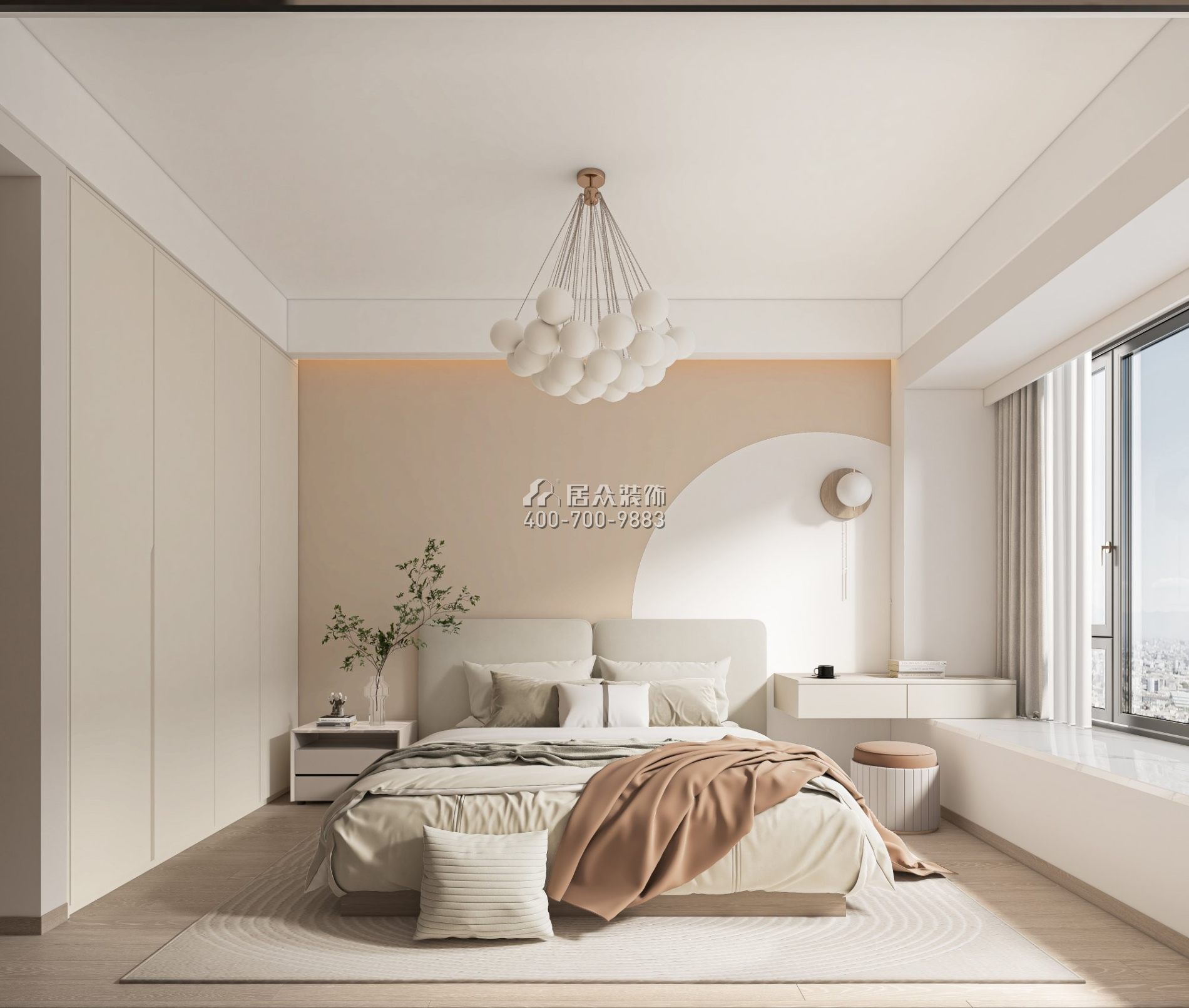 宏发万悦山87平方米现代简约风格平层户型卧室装修效果图