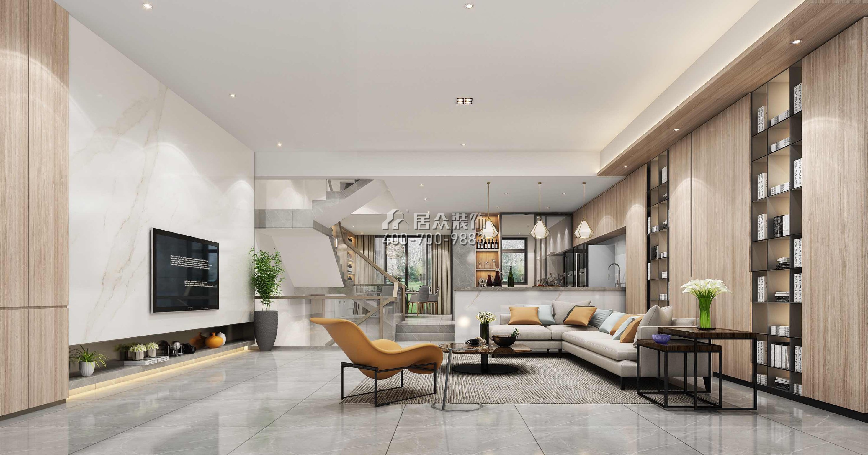 豐泰觀山420平方米現代簡約風格別墅戶型客廳裝修效果圖
