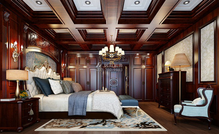 富逸臻園160平方米美式風格平層戶型臥室裝修效果圖