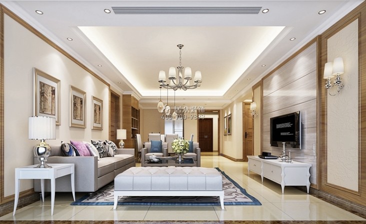 首创八意府143平方米欧式风格平层户型客厅装修效果图