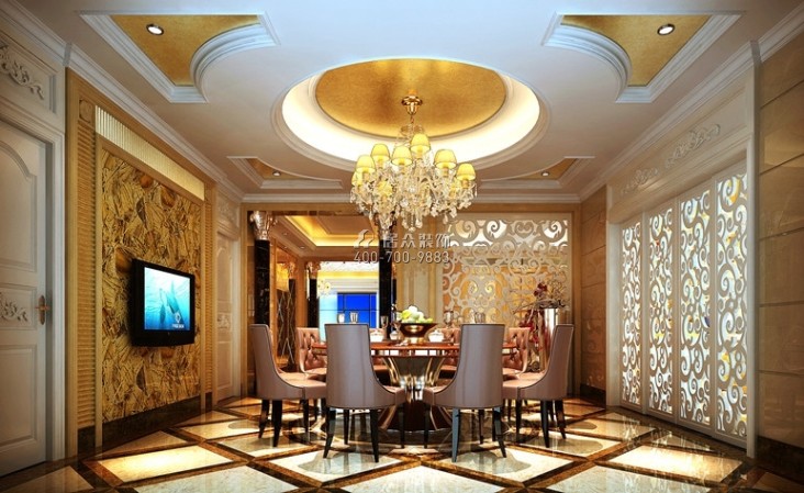 凯景中央首座200平方米欧式风格平层户型餐厅装修效果图