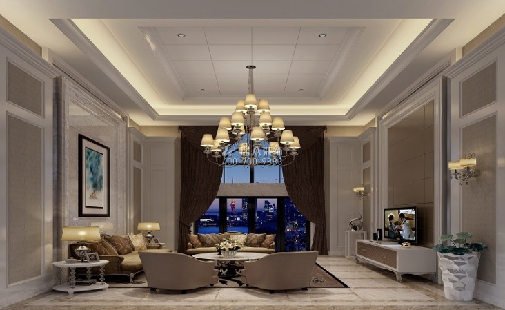 保利国际263平方米欧式风格复式户型客厅装修效果图