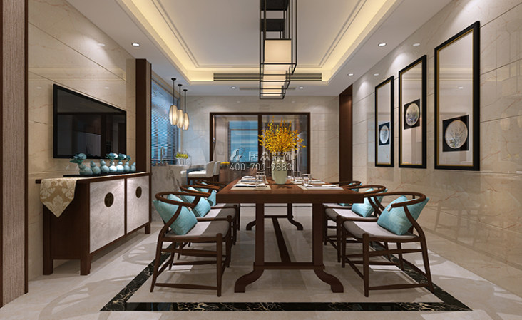 博林天瑞188平方米中式风格平层户型餐厅装修效果图