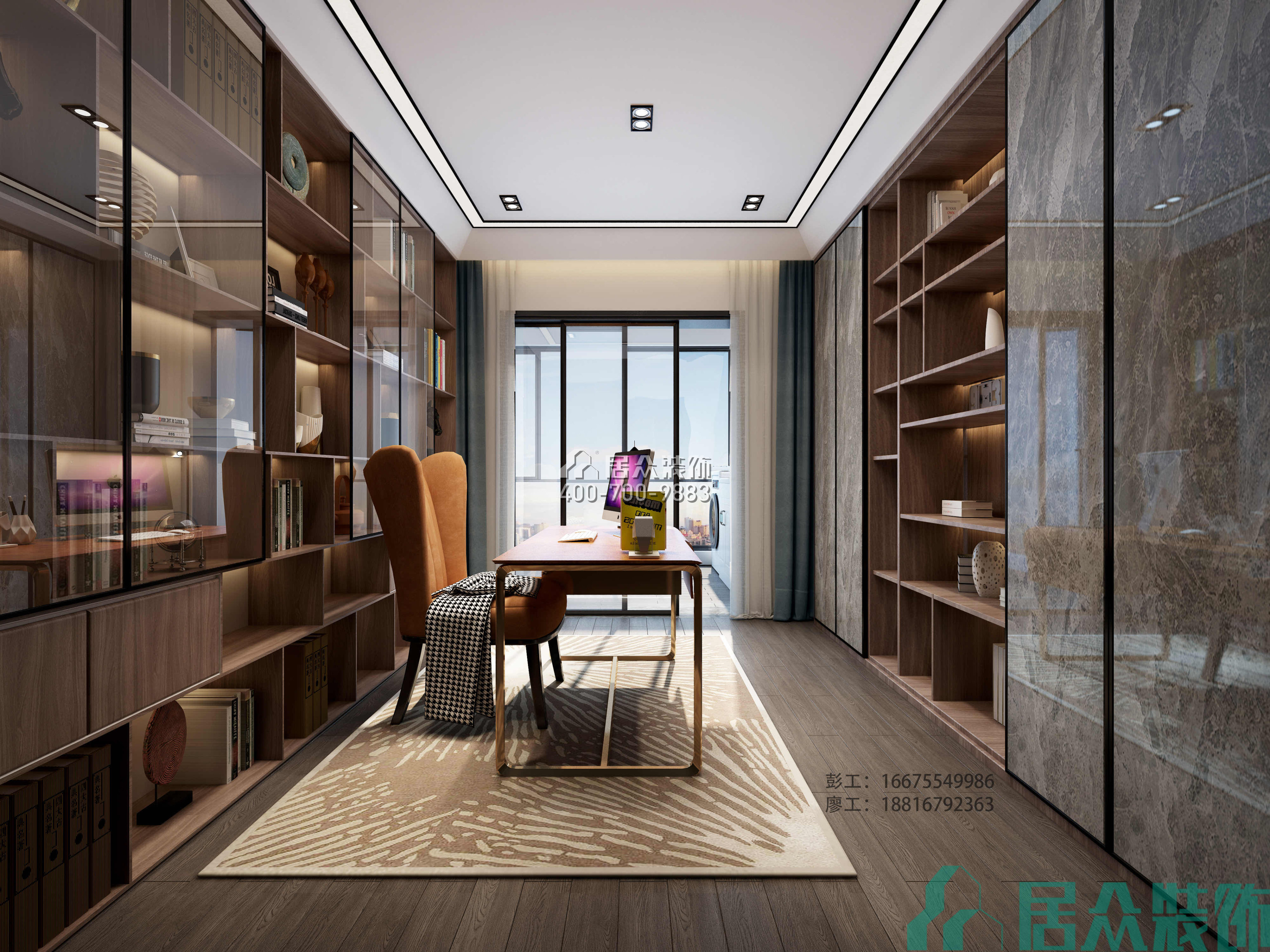 香山美墅五期156平方米现代简约风格平层户型书房装修效果图